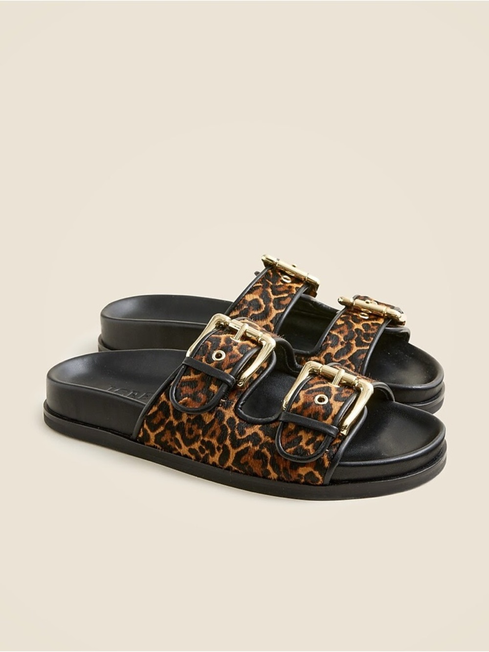 New Colbie wide-strap buckle sandals in leopard-print calf hair